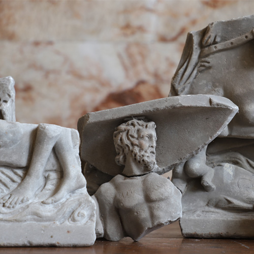 A group of Roman carved marble fragments